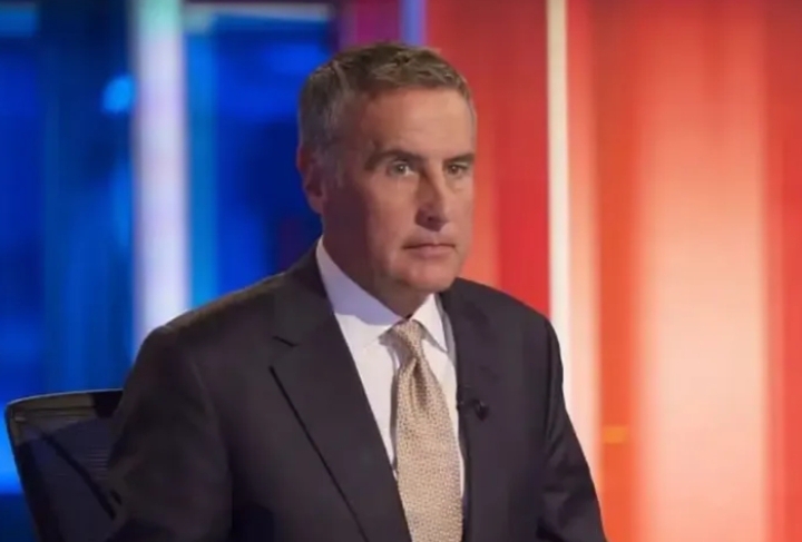 Dermot Murnaghan during a live television news broadcast on Sky News