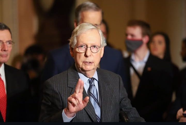 Mitch McConnell speaking during a U.S. Senate session in Washington.