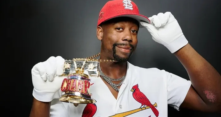 Jordan Walker holding the 2026 Home Run Derby trophy after his championship victory