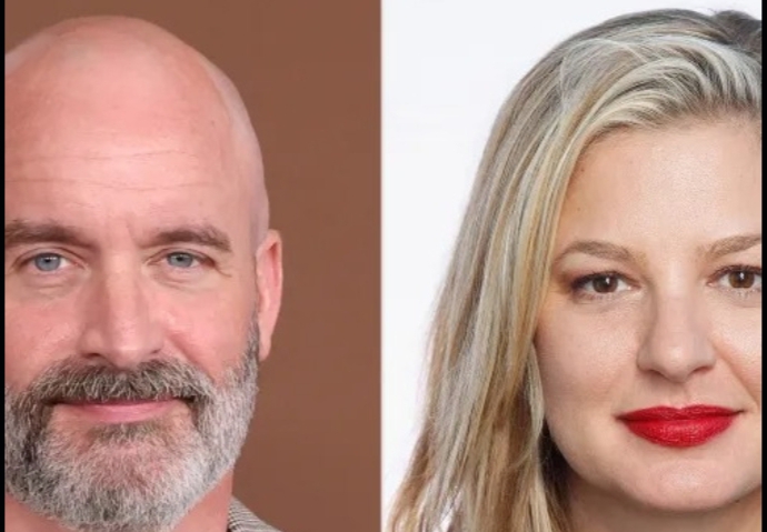 Tom Segura and Christina Pazsitzky at a comedy event.