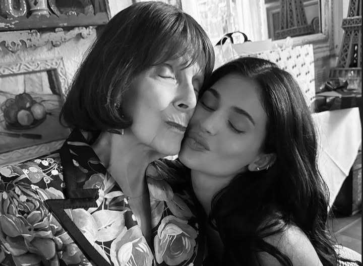 Kris Jenner posing with her mother Mary Jo Campbell (MJ) at a family event