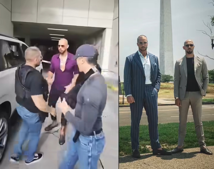 Andrew and Tristan Tate arriving at a courthouse.