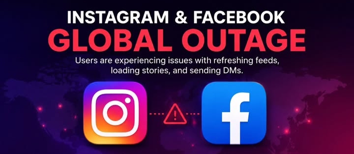 Facebook and Instagram login screen on a smartphone.