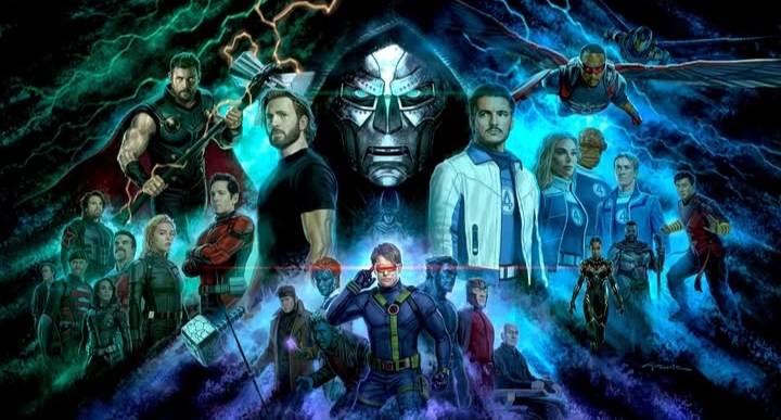 Avengers Doomsday official movie poster featuring Marvel superheroes and Doctor Doom
