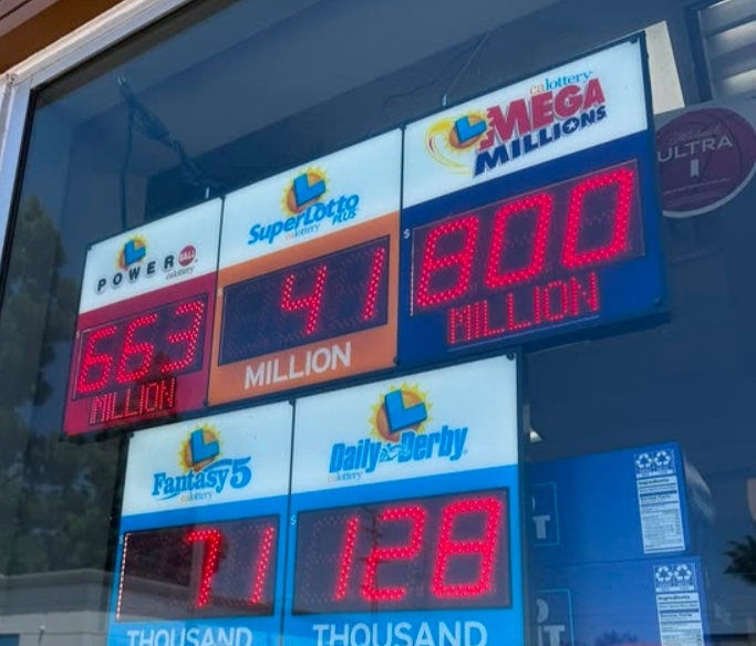 Lottery ticket with winning numbers