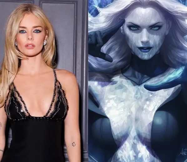 Emma Frost fan art inspired by Samara Weaving for the upcoming MCU X-Men movie.