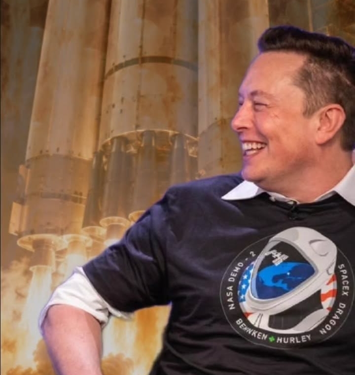 SpaceX Starship rocket on launch pad with financial graph