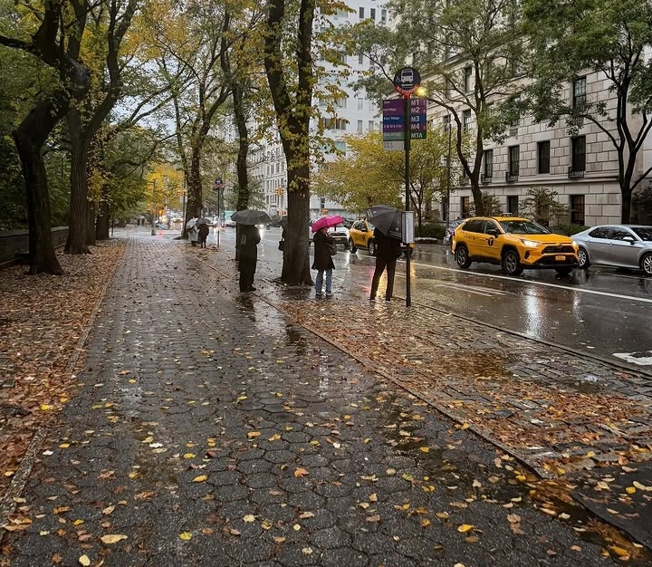 New York City weather today with cloudy skies and warm temperatures